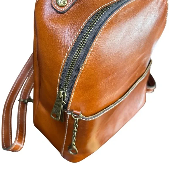 Patricia Nash P55001 Tan Leather Backpack Vintage Style - Picture 6 of 9